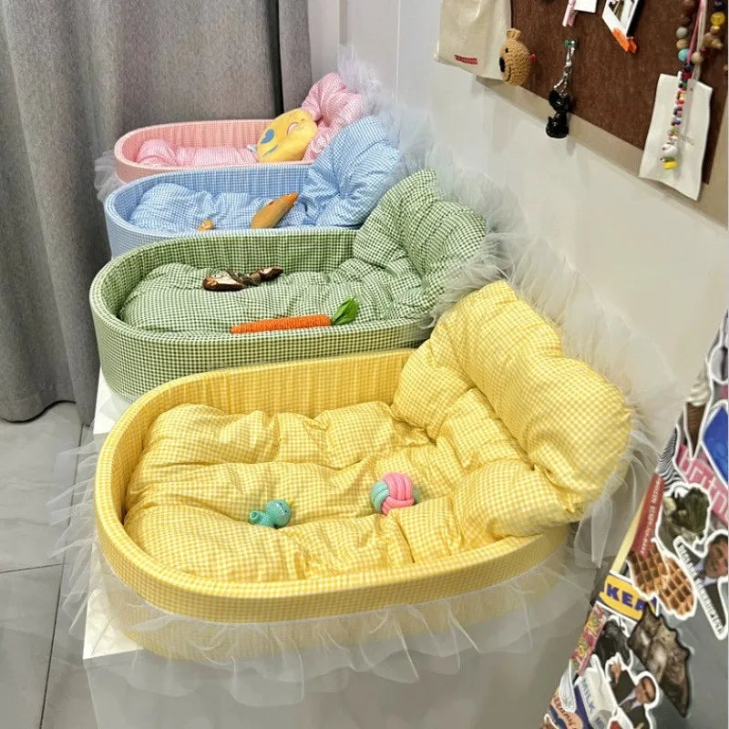 Cat Nest Macaroon Colour Small Dog Kennel Removable Washable Four Seasons Universal Soft Warm Dopamine Cats Nests Pet Products